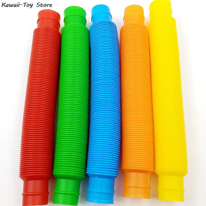 Mini tubos sensoriales para adultos y ni&ntilde;os, juguete antiestr&eacute;s para aliviar el estr&eacute;s, pl&aacute;stico, fuelle, 5 uds.-2