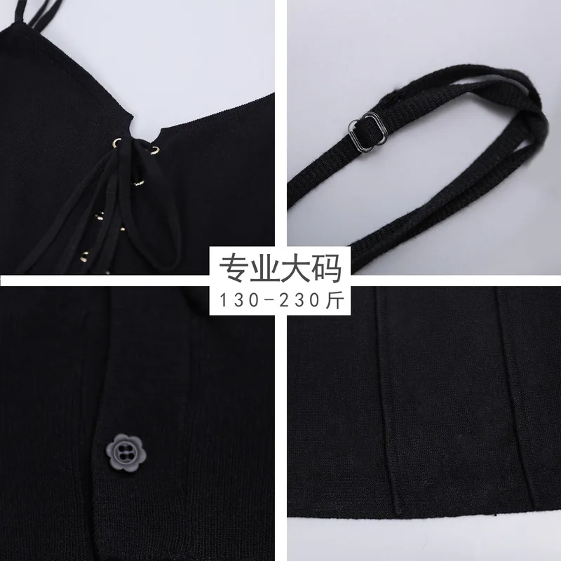 

Plus size women's clothing fat ladies fashion knitted two-piece suit slim bottoming drawstring plus size dress