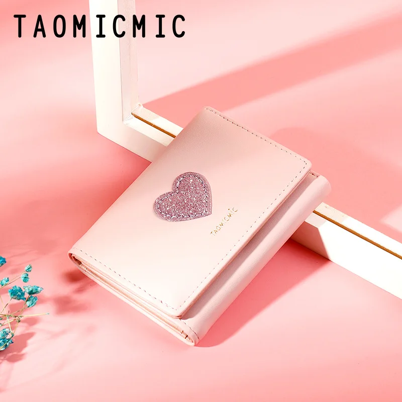 Милый маленький кошелек модный мини с узором в виде сердечек и блестками женский