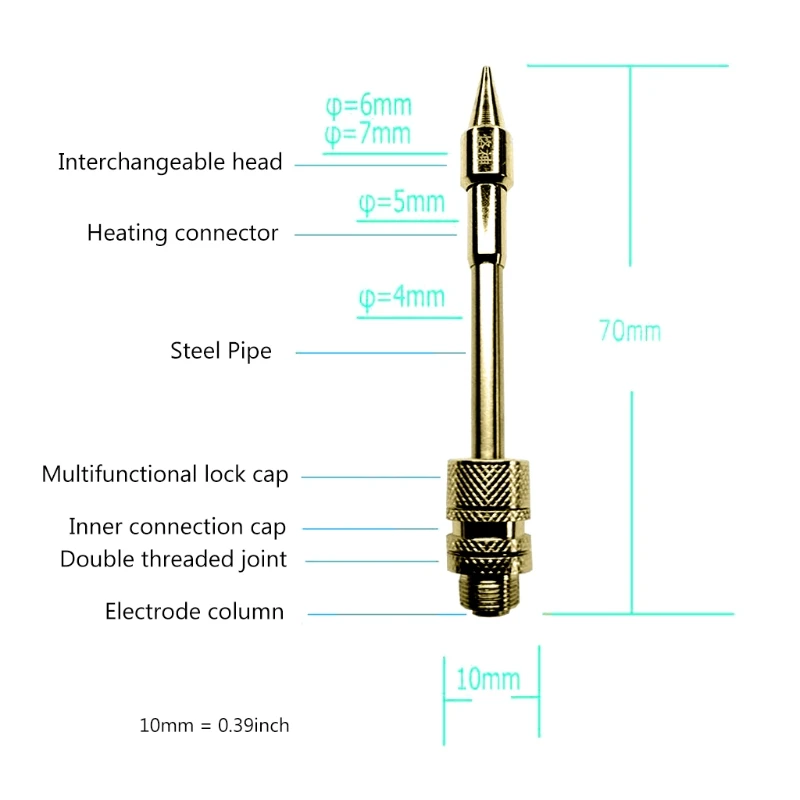 

J2FB 20-100W Electric Soldering iron Tip Replaceable Solder iron Tip Welding Tools Cutter head Horseshoe Pointed Golden