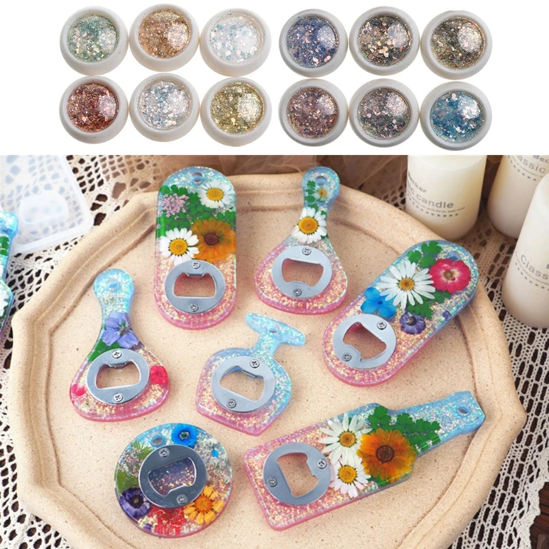 

12 Colors Resin Sequins Glitter Face Body Eye Hair Nail Festival Holographic Glitters Different Shape for DIY Art Craft