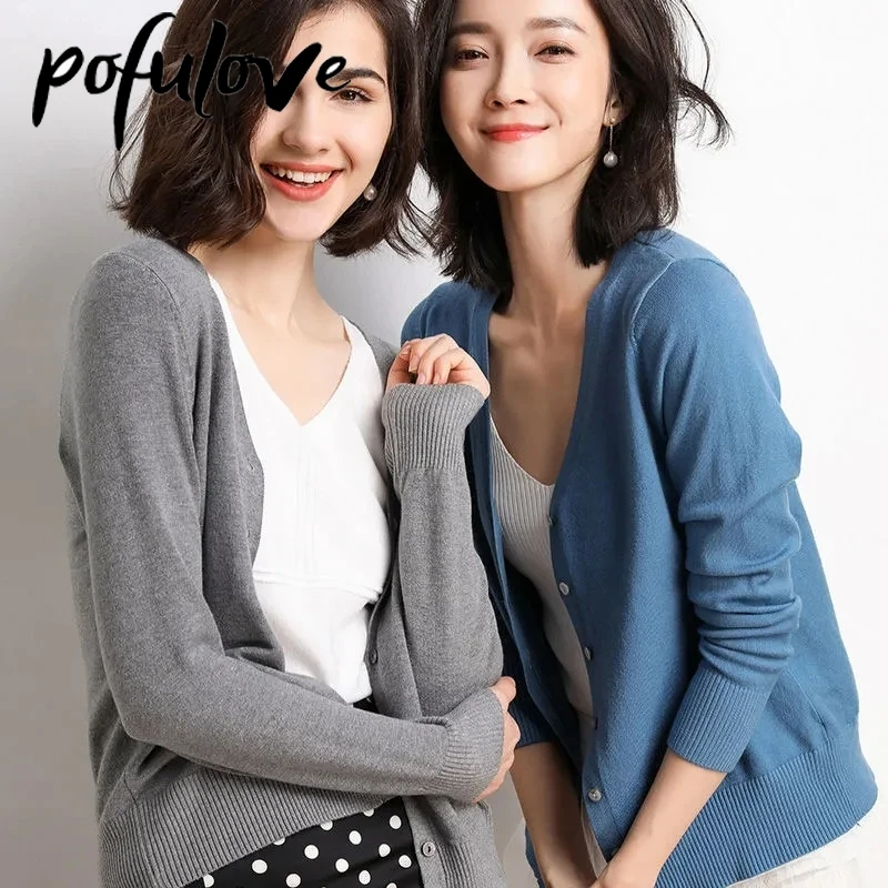 

Cardigan Women Knitted Cropped Sweater Vintage Spring Fall Clothes Korean Fashion Green Crop Top Autumn Long Sleeve Button Loose