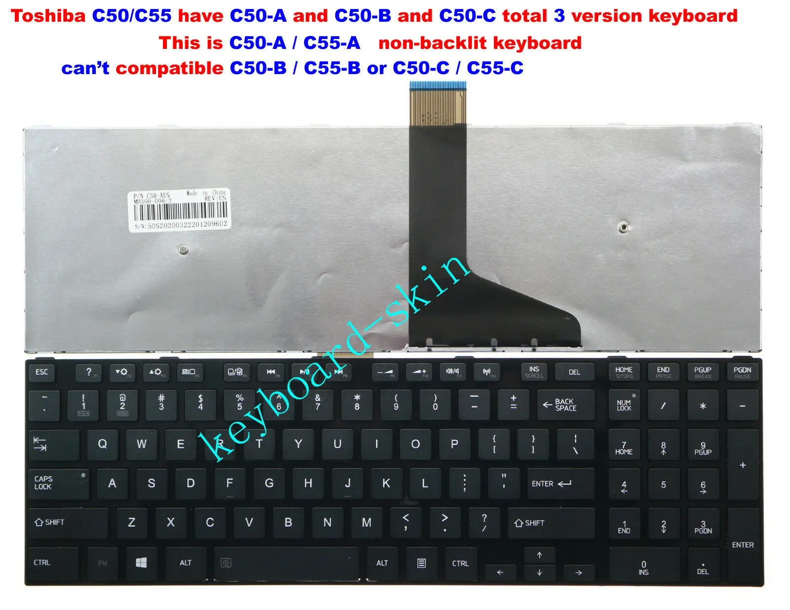 New US Keyboard Chiclet for Toshiba  C50-A C50D-A C55-A C55D-A C50D-AT01B1 C55-A-1NV C50-A-1FT MP-11B53US-930B laptop