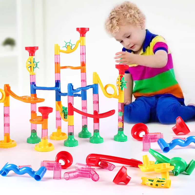 

29/80/105pcs Marble Path Marble Race Run Maze Ball Funnel Slide Bricks Toys labyrint Track Ball Toys Educational Toys