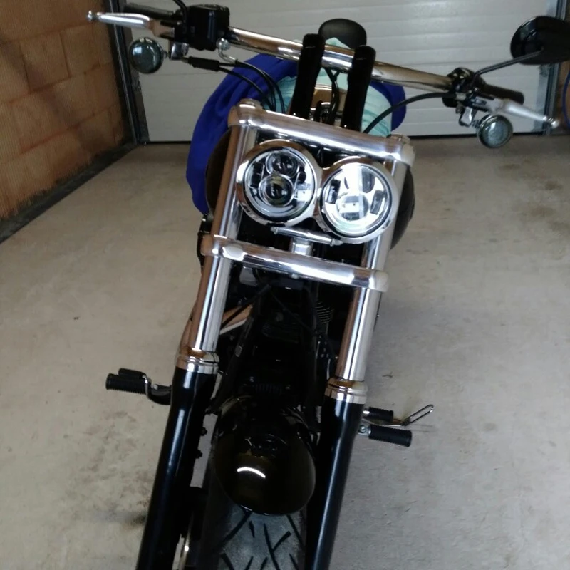 Черная/хромированная мотоциклетная светодиодная фара 4 65 дюйма для Dyna Fat Bob FXDF 2008