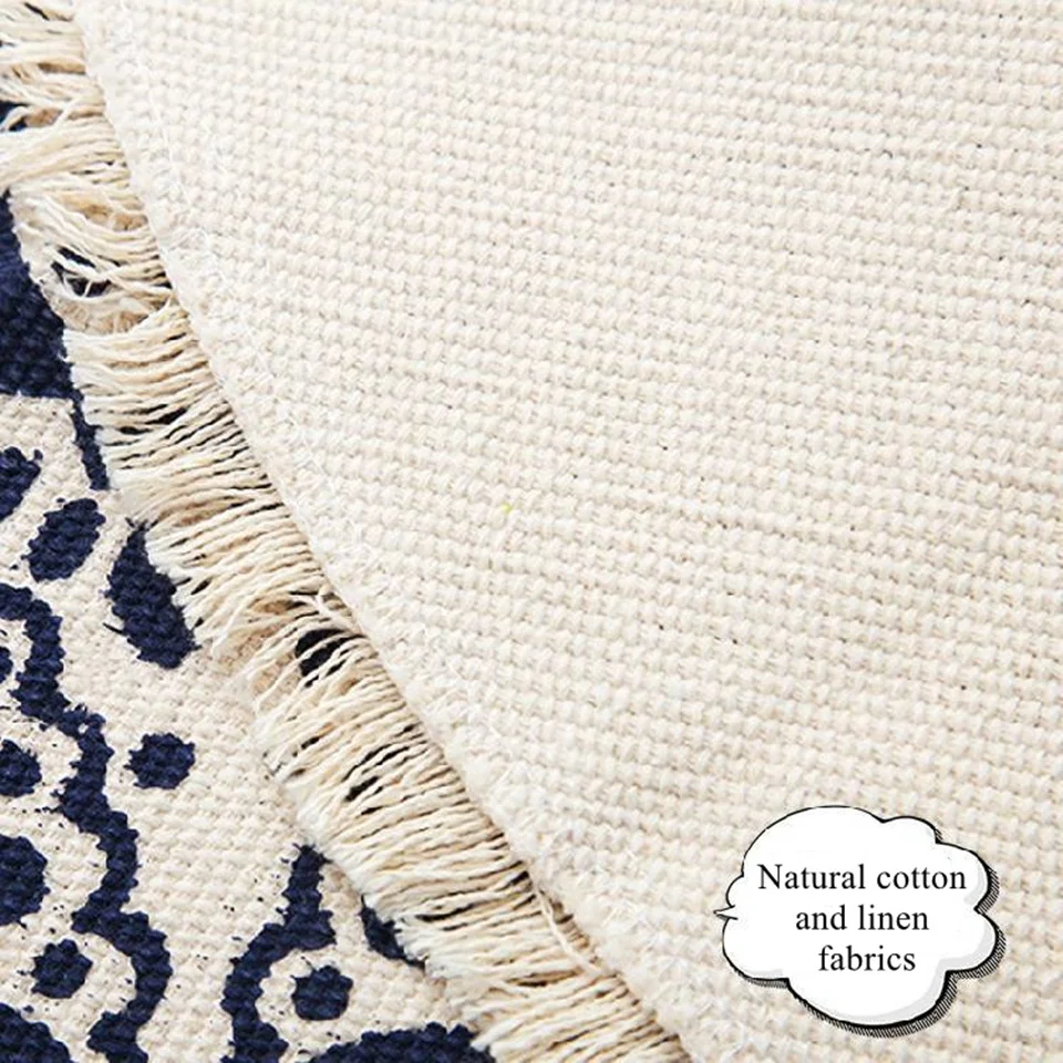 Марокко круглый ковер спальня бохо стиль кисточкой хлопок ручной работы