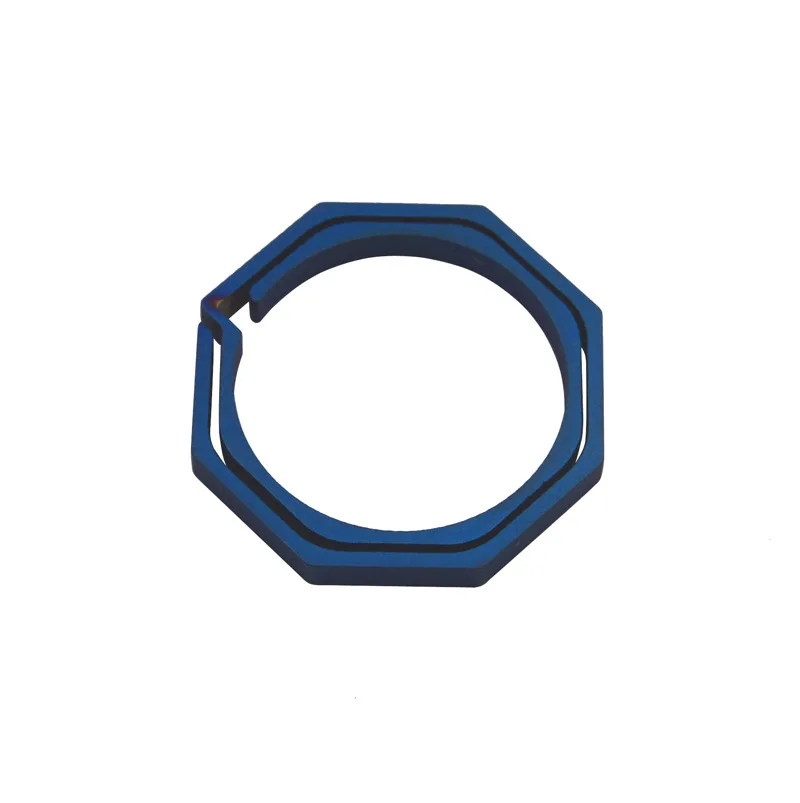 blue TC4 Ti Карманный Крюк Пряжка ключ многофункциональный инструмент гаджет повесить EDC снаряжение лагерь поход Открытый Клип Комплект восьмиугольник титан брелок кольцо - Цвет: blue