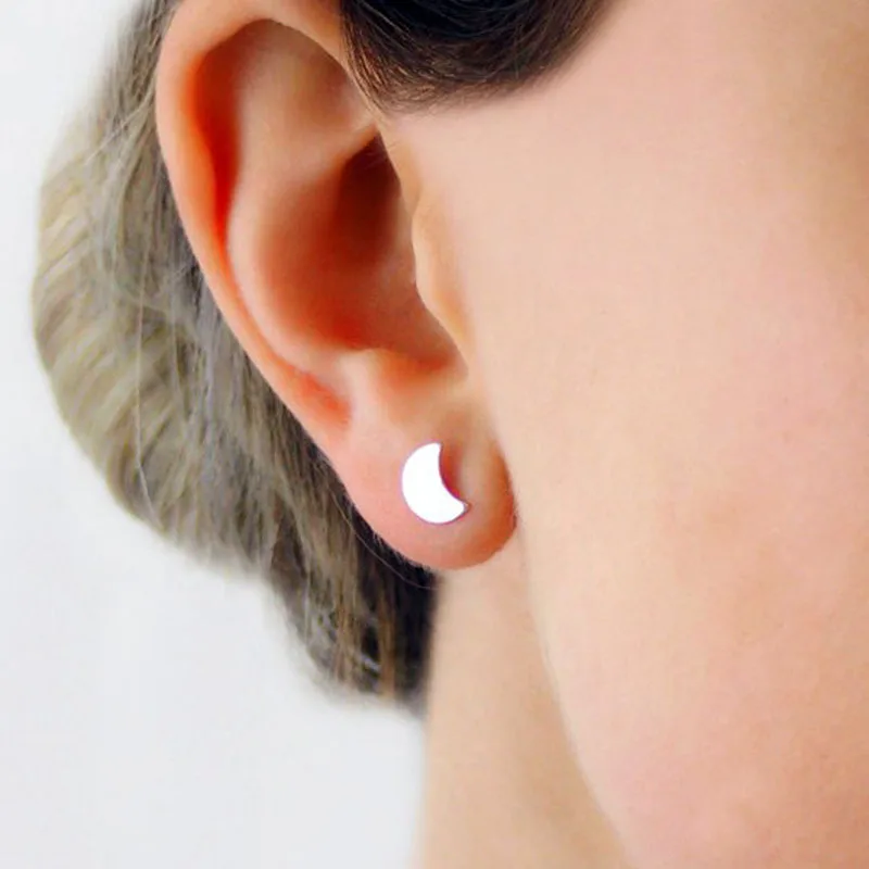 Модные простые серьги-гвоздики с матовой звездой и луной серьги золотого цвета в