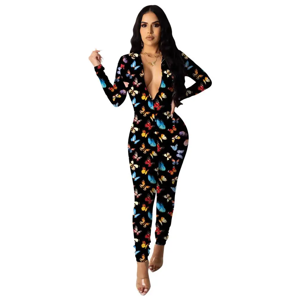 Элегантный боди с принтом бабочки женский комбинезон сексуальный леопардовый