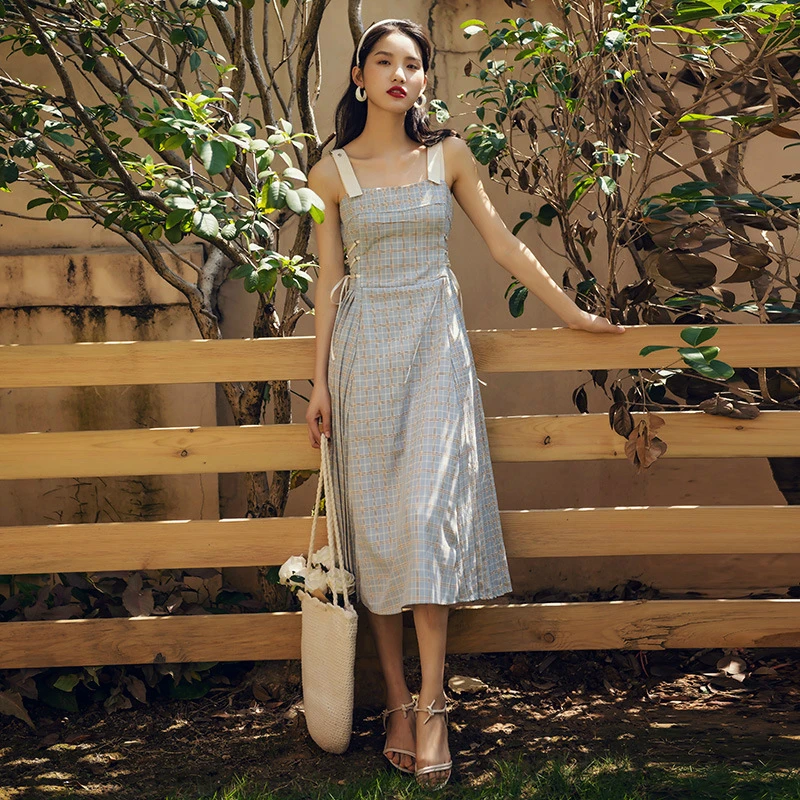 Женское платье в клетку свободное милое платье-миди с принтом для дня рождения на