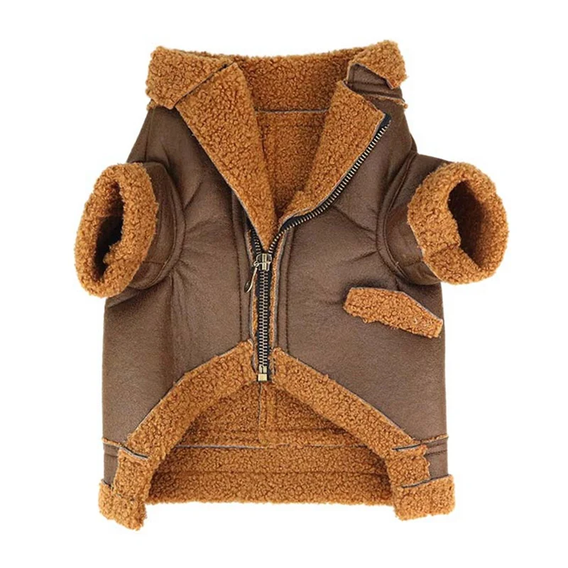 

Warm Accessories Leather Velvet Outfits Dogs Thickened Apparel Coat