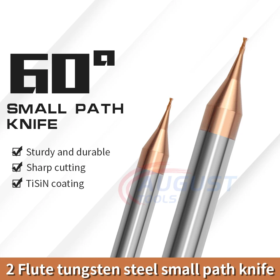 

AUGT HRC60 0.2-0.9mm Micro Flat End Mill 4mm Shank Tungsten Carbide CNC Router Bit TiCN Coated 2 Flute Metal Mini Milling Cutter