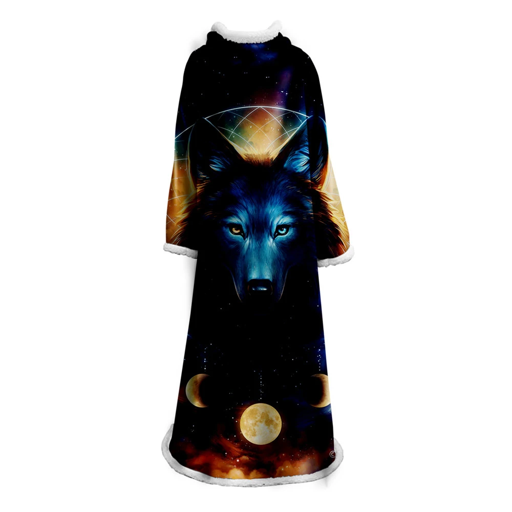 

Одеяло из хлопка и шерсти с 3D Цифровым принтом и рукавом для взрослых и детей на Хэллоуин и Рождество