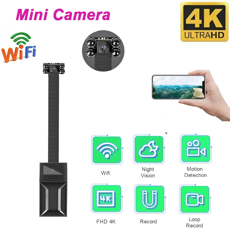 

2021Hot Sale ip Cam FHD 4K Mini P2P/AP Webcam Motion Detection Night Vision Micro Body Cam Wireless Wifi Surveillance Camcorder