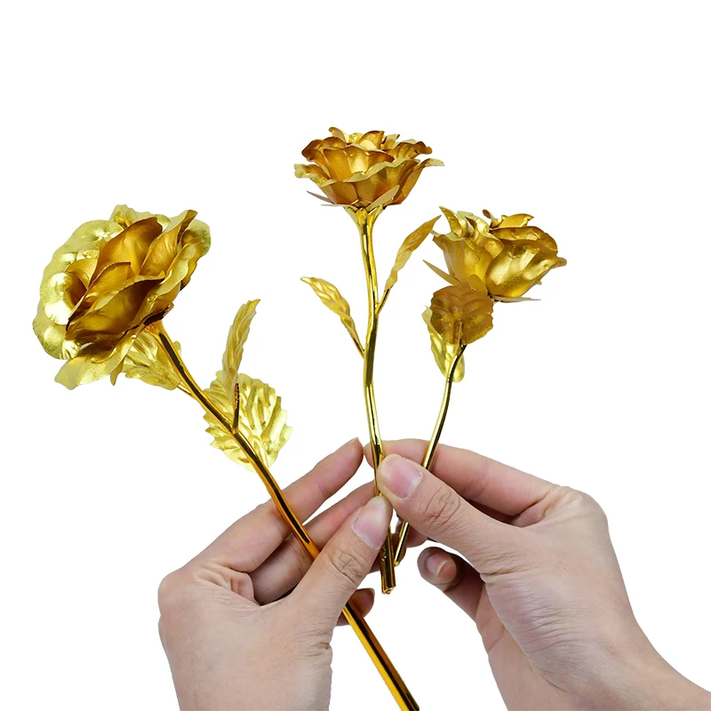 1 шт. Золотая Роза цветок фольга пластиковые искусственные розы подарок на день - Фото №1