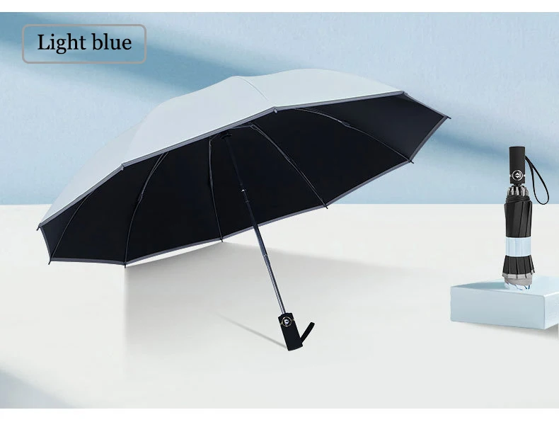 blue Автоматический зонт женский складной обратный Зонт женский защита от ультрафиолета, от солнца Зонт черное покрытие мужской бизнес Автомобильная Солнцезащитная пленка - Цвет: blue