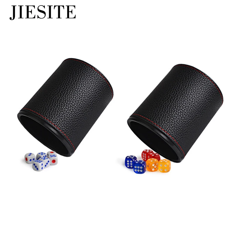 Горячая VSOP кожа + пластиковый стаканчик для игральных костей набор с 6 шт.