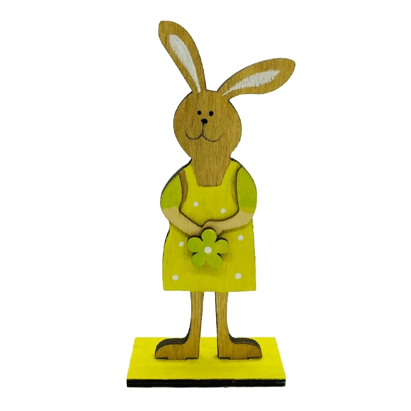 

3pcs/set Wooden Rabbit Bunny Family Happy Easter Decorations Valentine's Day Wedding Party Ornament DIY Craft Photo Props