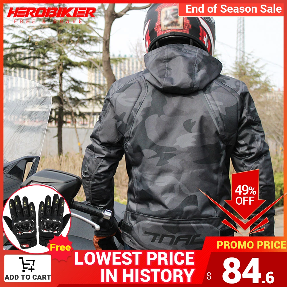 Мужская мотоциклетная куртка HEROBIKER Всесезонная дышащая водонепроницаемая для