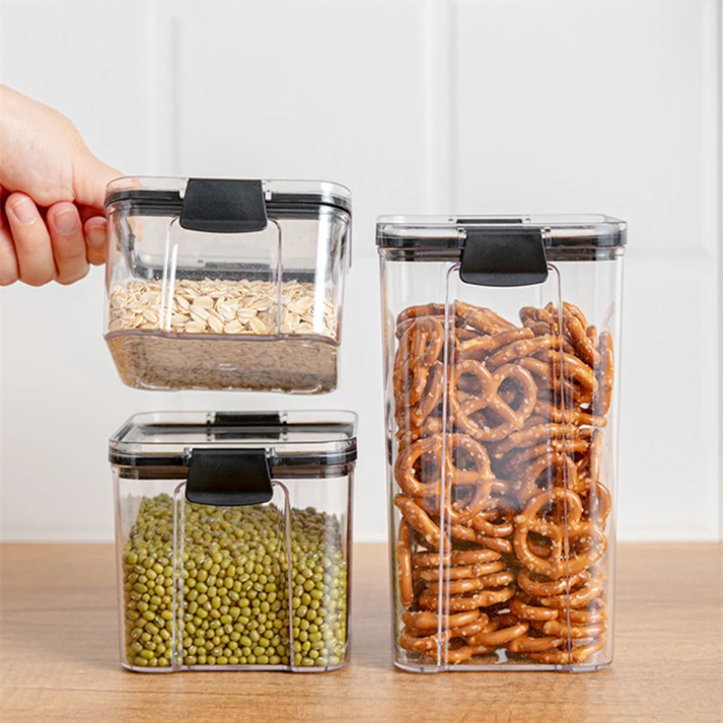 

Kitchen Storage Box Transparent Sealed Jar Grains Beans Storage Organizer Food Containers Refrigerator Storage Boxes