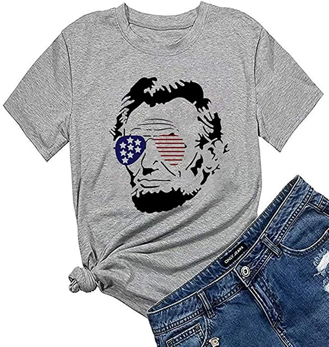 

Women Kawaii Summer Tops T-shirt Graphic Beopjesk Women's Patriotic USA President Tees Casual 4th of July Independence Day Shirt