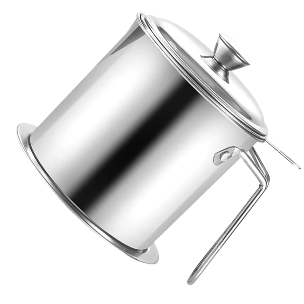 

1pc Oil Strainer Pot Home Grease Can Stainless Steel Oil Storage Can (Silver)