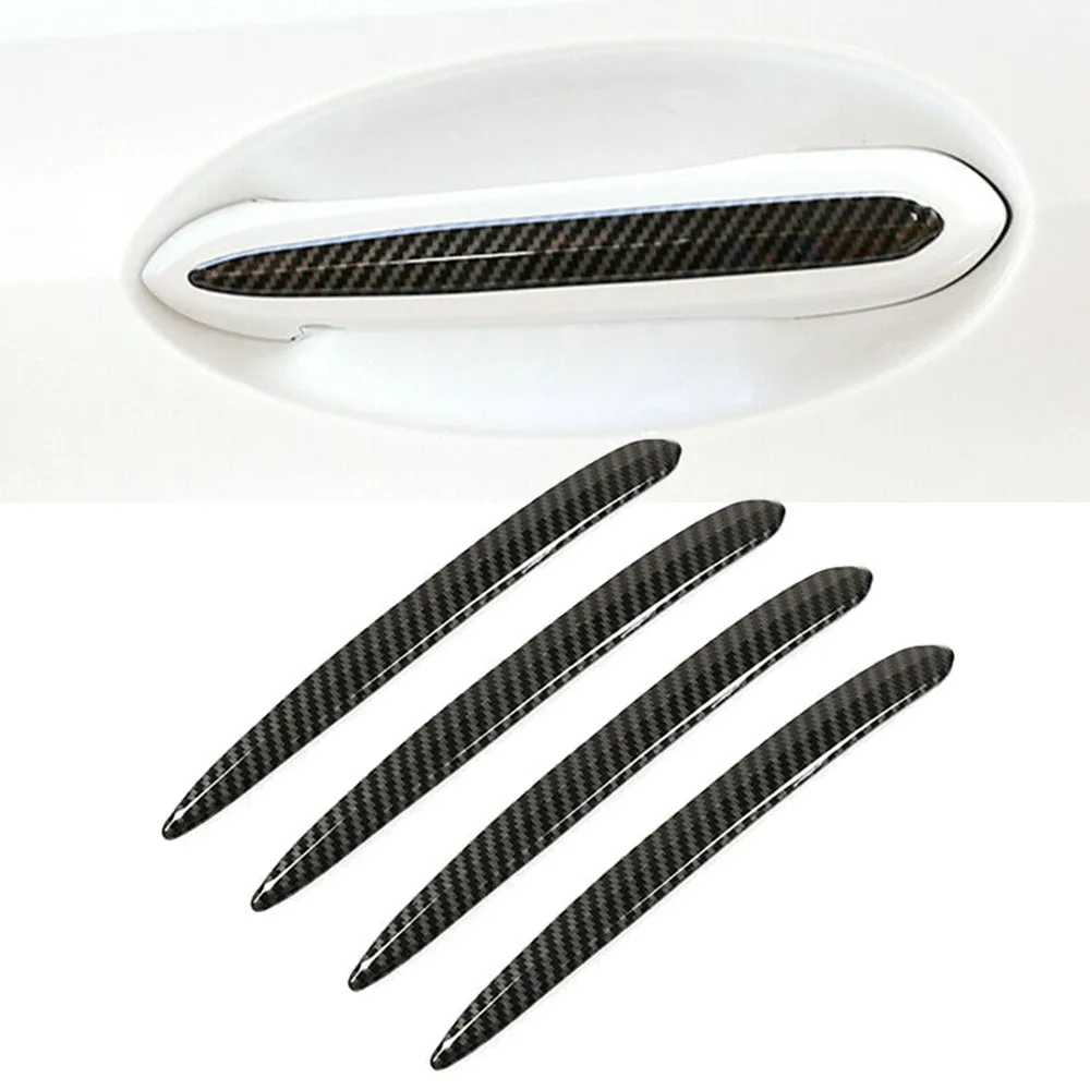 

Accessory Door Knob Trim Stickers ABS Plastic Carbon Fiber Black Parts New
