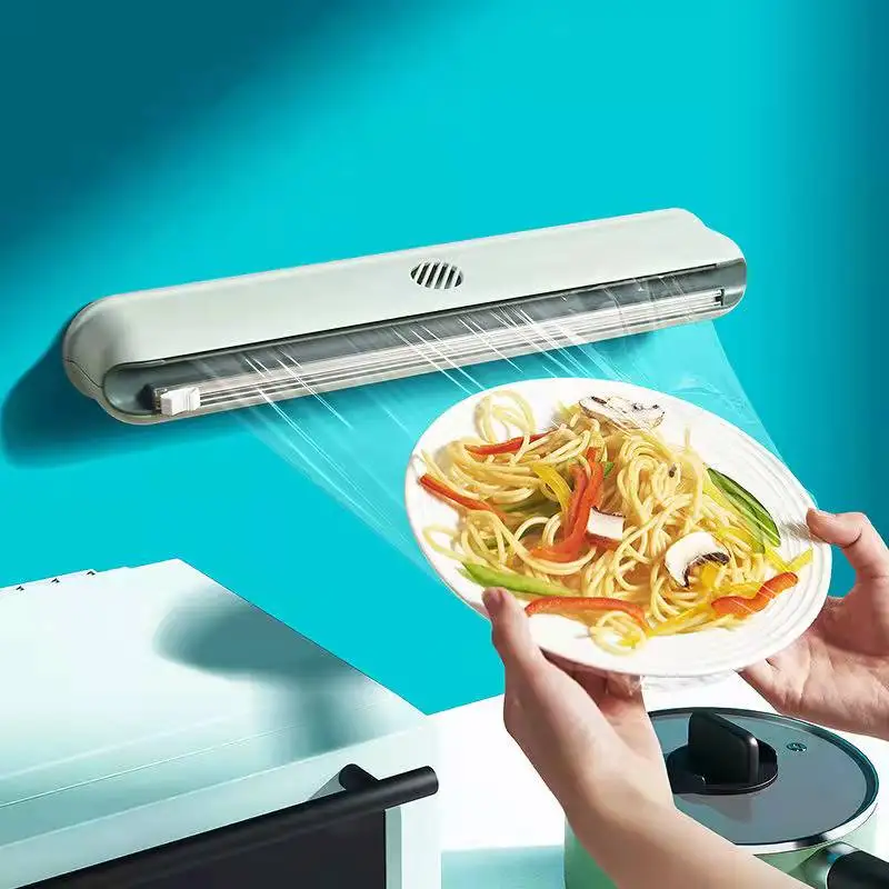Punch-Free Cling Film Cutting Box Wall-mounted Suction Cup Adjustable Plastic Wrap Cutter Home Kitchen Accessories | Дом и сад