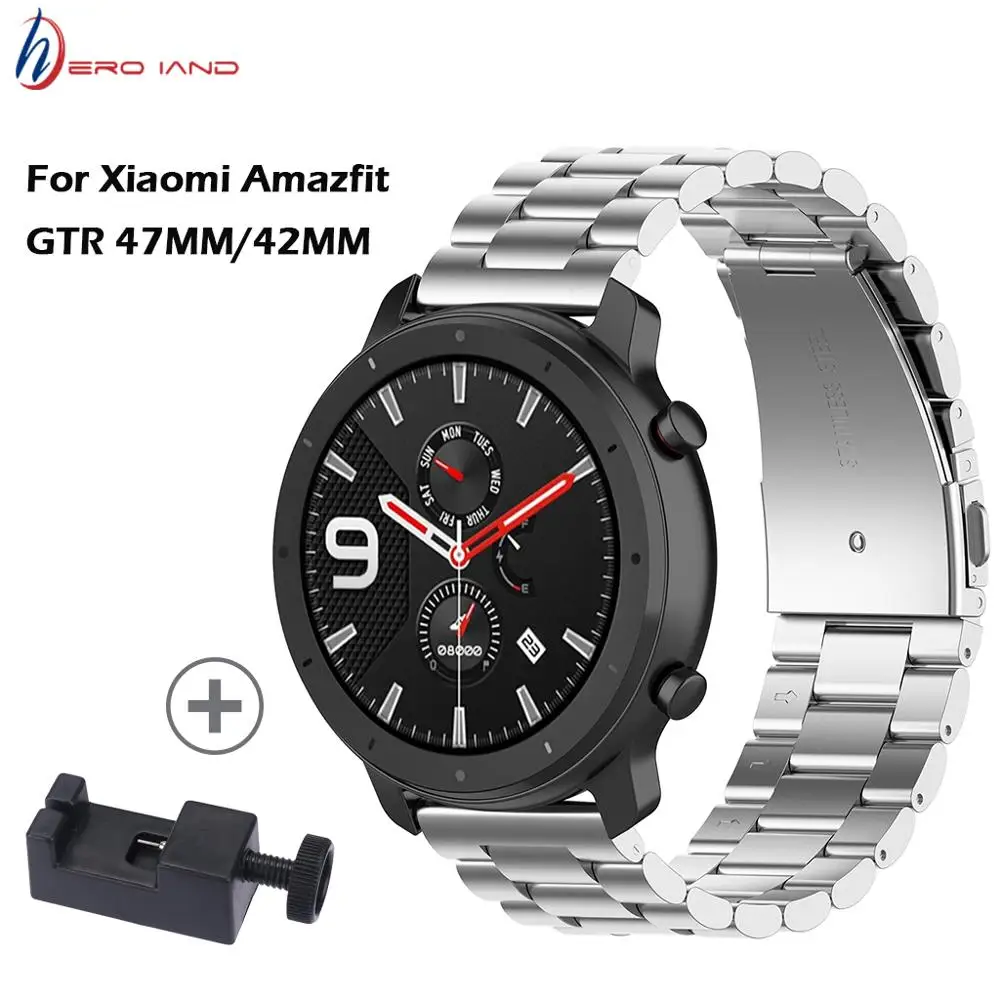 Ремешок из нержавеющей стали для Xiaomi Huami AMAZFIT Bip браслет Amazfit GTR 47 мм Stratos 2 2s Pace 20 22