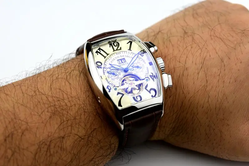 CASENO бренд Роскошный кожаный ремешок tourbillon Мужские механические часы дропшиппинг день Дата Скелет Мужские часы с автоматическим подзаводом подарки