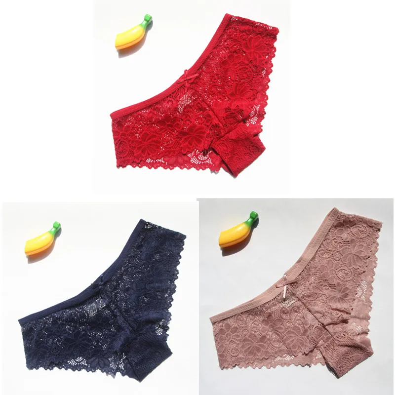 red blue pink 3 шт./компл. Сексуальное Женское кружевное нейлоновое дышащее нижнее белье прозрачные трусы трусики сексуальное женское нижнее белье плюс размер hphp15 - Цвет: red blue pink