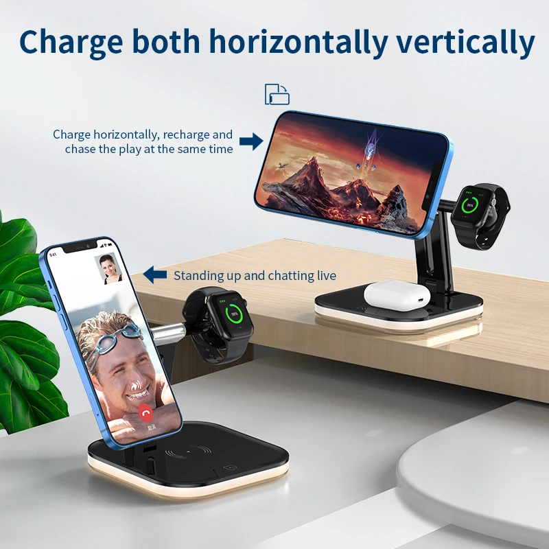 

15W 3 in 1 Magnetic Wireless Charger Fast Charging Station for Magsafe iPhone 12 pro Max Chargers for Apple Watch Airpods pro