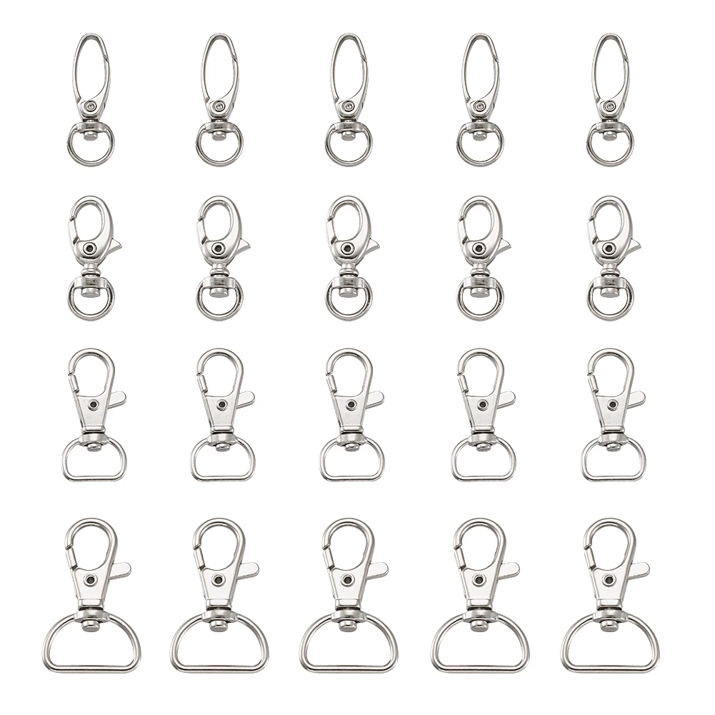 

100pcs Iron Swivel Clasps, Swivel Snap Hook Mixed Style Platinum Color For Key Clasps Handmade Making
