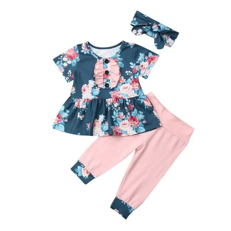 

AU Newborn Toddler Floral Baby Girl Outfit Clothes Top Dress +Leggings Pants Set