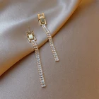 Классические простые длинные трапециевидные серьги с кристаллами и кисточками для женщин, корейские модные украшения, роскошные аксессуары для свадебной вечеринки для девочек