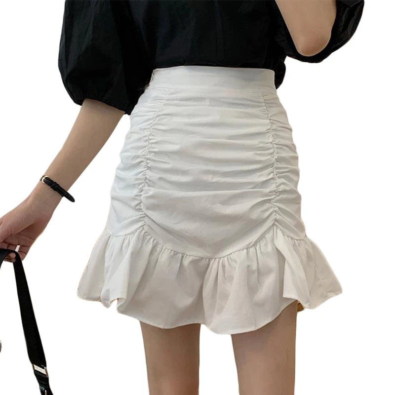 

Женская облегающая мини-юбка Q1FA с высокой талией, оборками на подоле, трапециевидная однотонная Сексуальная облегающая юбка в стиле Харадз...