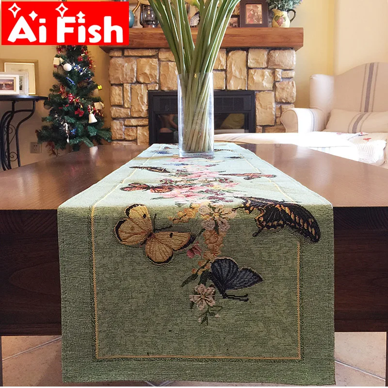 

Idyllic American Butterfly Embroidered Dining Table Desk Decoration TV cabinet coffee Table Flag Cover Towel Cloth MY369-40