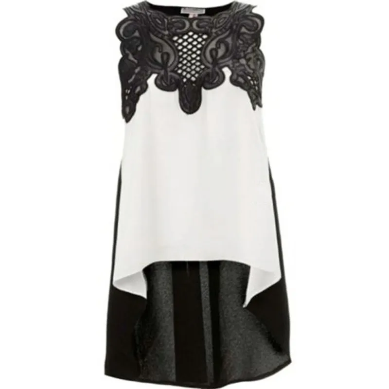 Женская шифоновая блузка в стиле пэчворк длинная Асимметричная рубашка без