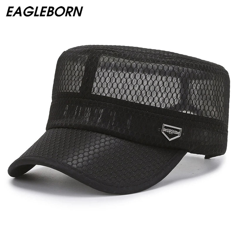 

New Men Military Cap Net Hat Summer Sun Hat Visor Light Net Gauze Cap Breathable Sunscreen Military Cap Fishing Outdoor Men Hats