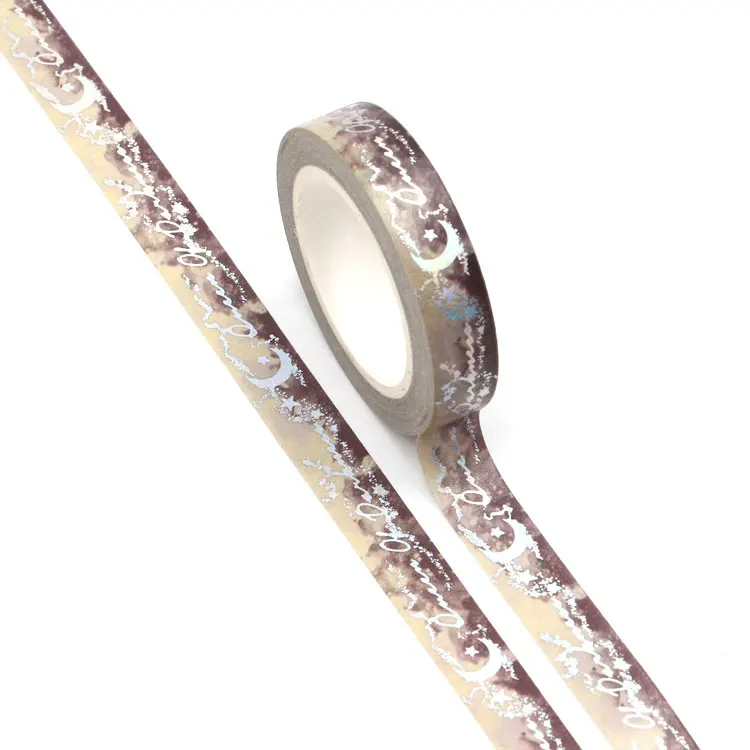 1X Новинка 10 мм * м Хэллоуин серебряная луна звезды фольга васи лента канцелярская