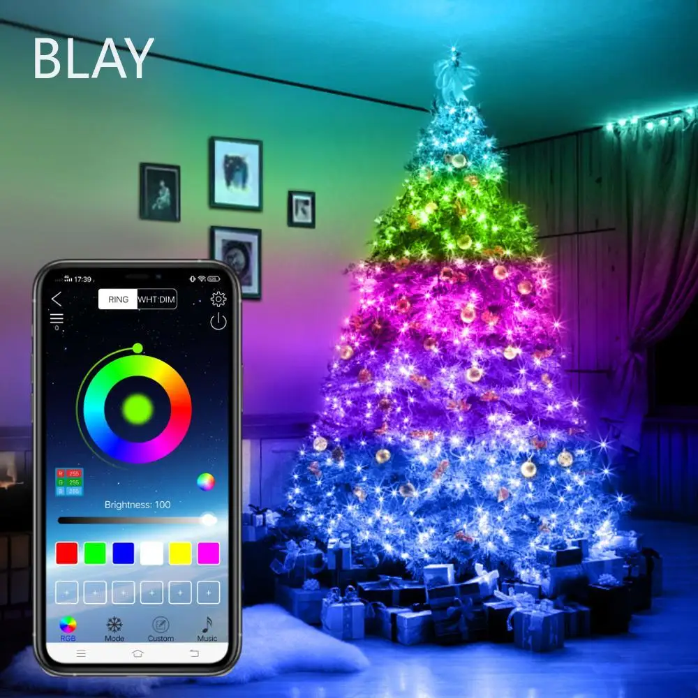 

Bluetooth Control Christmas Lights Outdoor New Year Decoration Festoon Light USB LED Copper Wire String Lamp Xmas Tree Garland