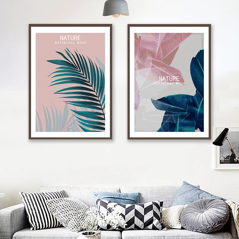 Современная Абстрактная живопись зеленые листья растений холст с печатью