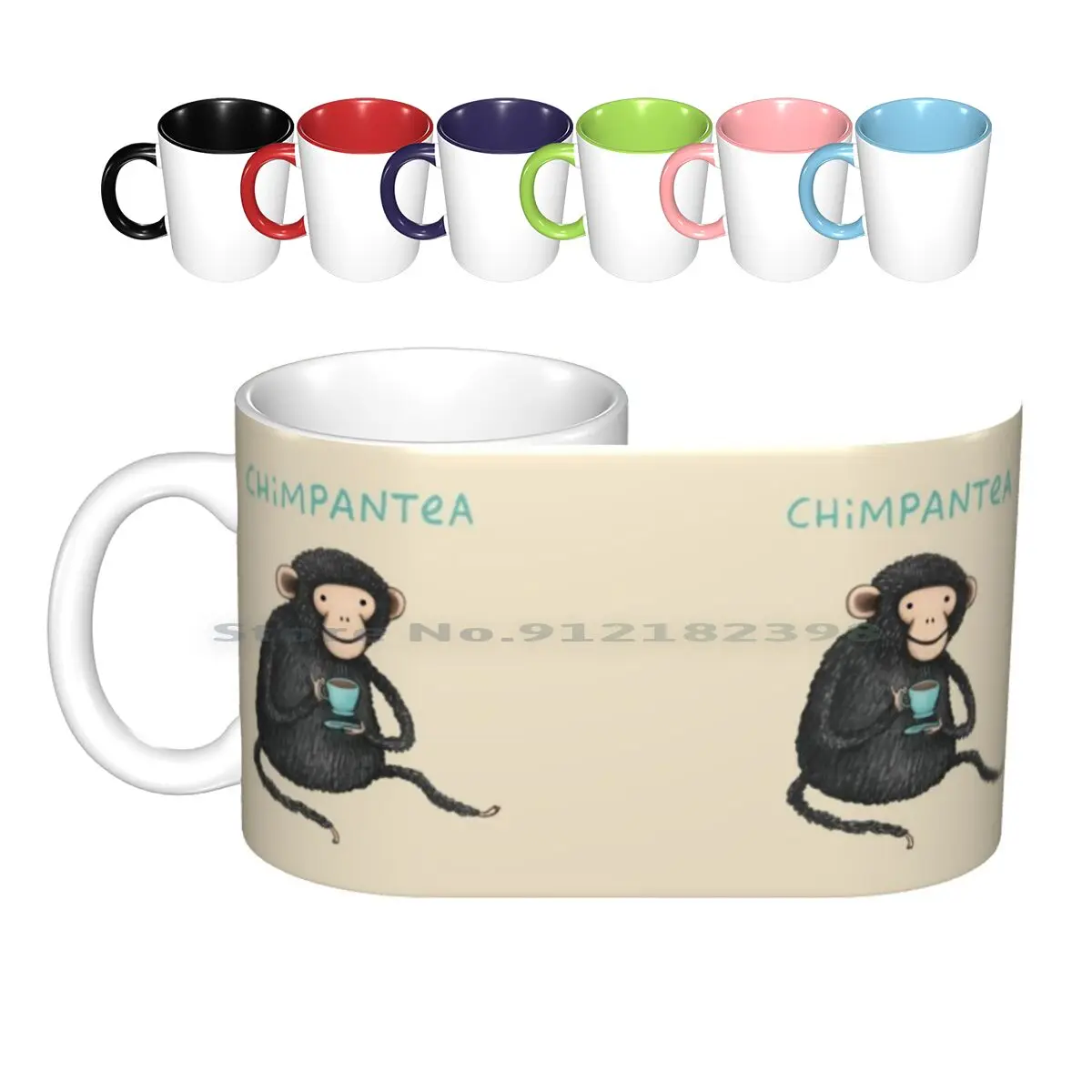 

Chimpantea Ceramic Mugs Coffee Cups Milk Tea Mug Chimpantea Chimp Chimpanzee Tea Pun Punny Fun Funny Cute Adorable Lovely Drink