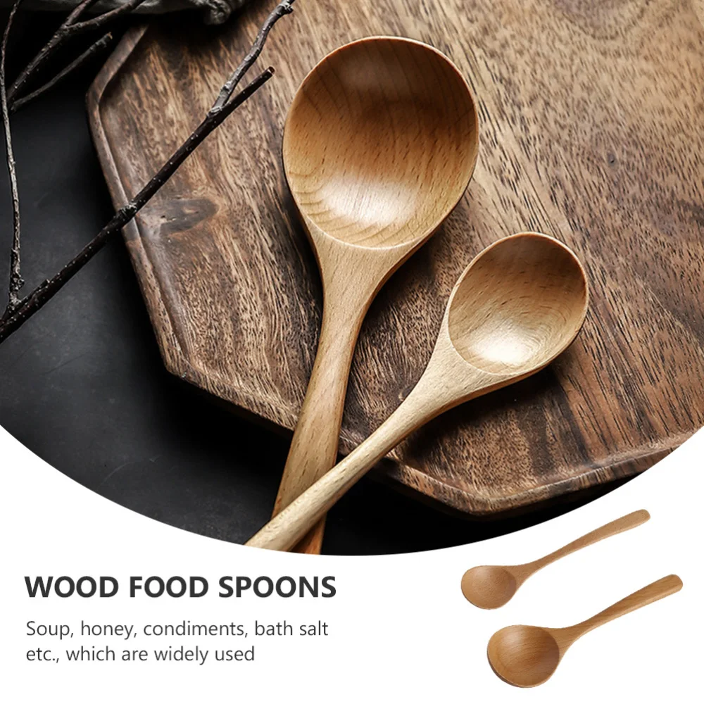 

2pcs Practical Wooden Spoons Household Wood Spoons for Home Restaurant (Khaki)