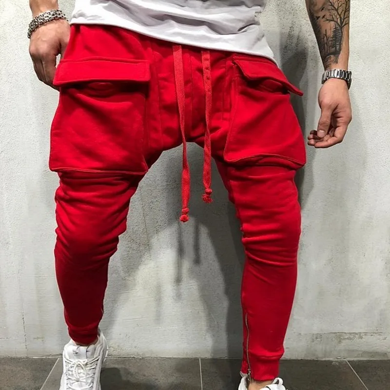 Горячая Распродажа мужские длинные штаны с большими карманами на молнии