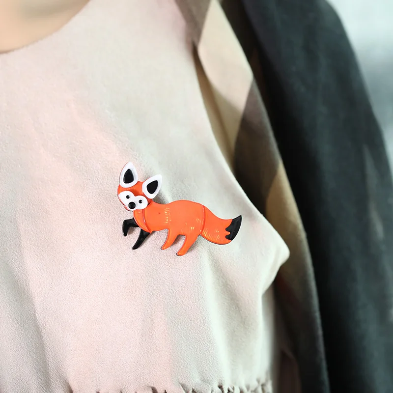 Маленькая акриловая брошь Funmor Kawaii в форме лисы оранжевые булавки животного для