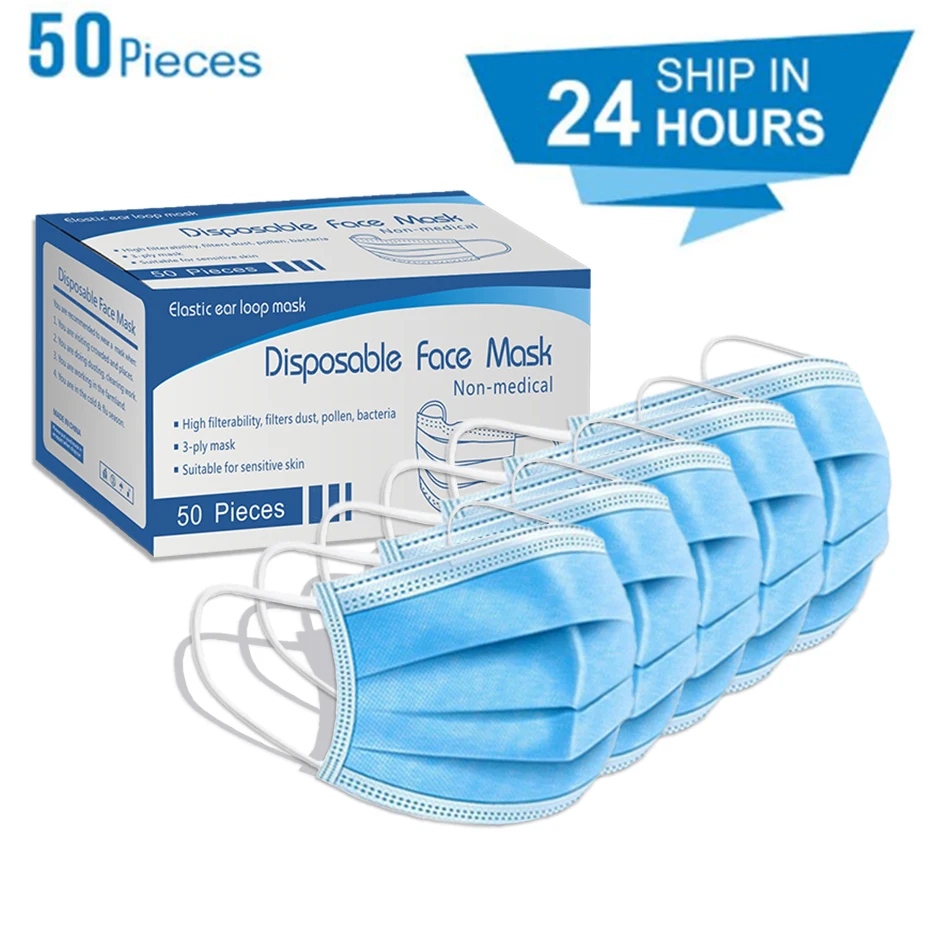 2 100 шт. антивирусное Одноразовые Маски Рот 3 Слои противопылевая лицевая маска