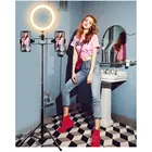 Кольцевой светодиодный светильник для селфи, со штативом, USB, с регулируемой яркостью