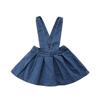 fashion toddler kids baby girls dress denim overalls dress blue solid elastic waist knee length dress outfit 6m 5y