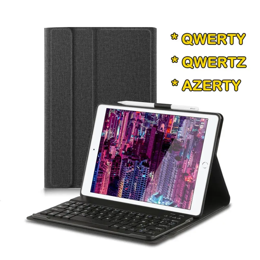 

For iPad 10.2" 7th Generation Folio Bluetooth Keyboard Case with Pencil Holder Español Italino AZERTY QWERTZ